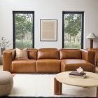 Leo Motion Reclining Leather 3-Piece Reversible Chaise Sectional (125&quot;)