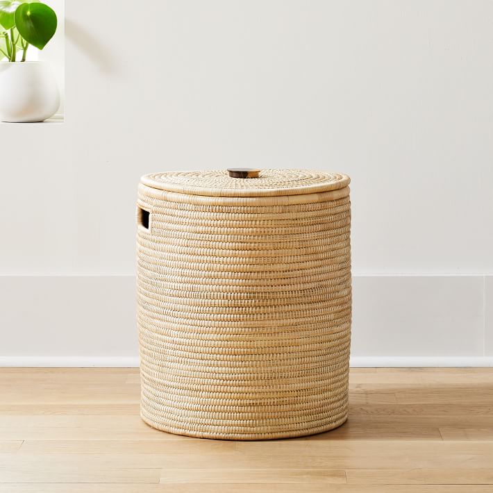 Wooden Handle Lidded Hampers