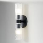 Weston Fluted Glass Double Short Indoor/Outdoor Sconce (16&quot;)