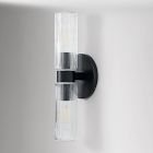 Weston Fluted Glass Double Short Indoor/Outdoor Sconce (16&quot;)