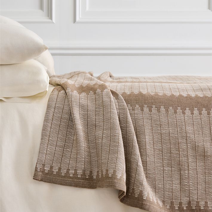 Reversible Woven Bed Blanket - F/Q, Cardamom