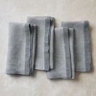 European Linen Contrast Border Napkins (Set of 4)