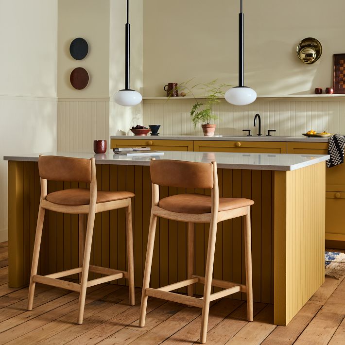 Marcus Samuelsson Leather Bar Counter Stools