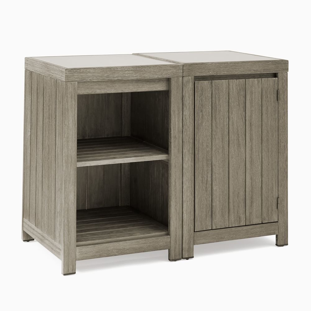 Portside Kitchen 1 Door + Open Shelves, Weathered Gray