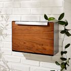 Modern Steel &amp; Teak Mailbox
