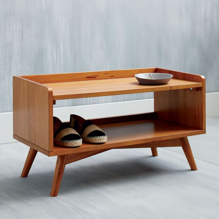 Mid Century Modern Shoe Storage Bench Shoe Bench, Entryway Bench