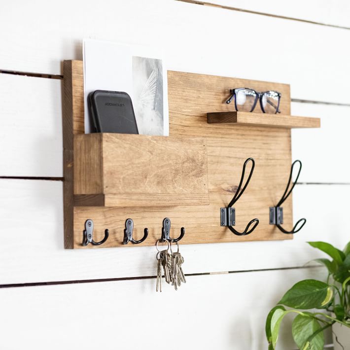 Brown - The McGarvey Workshop Coat Hooks Mail Holder