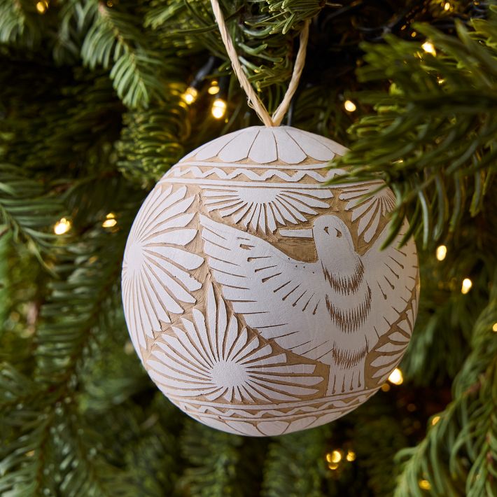 Artisan Carved Gourd Ornament - Natural
