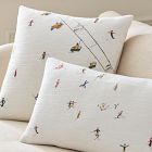 Embroidered Skier Pillow Cover