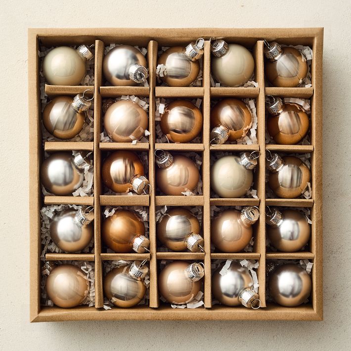 Glass Ball Ornaments - Champagne (Set of 25)