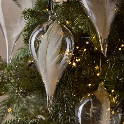 Glass Feather Long Ornaments (Set of 4)