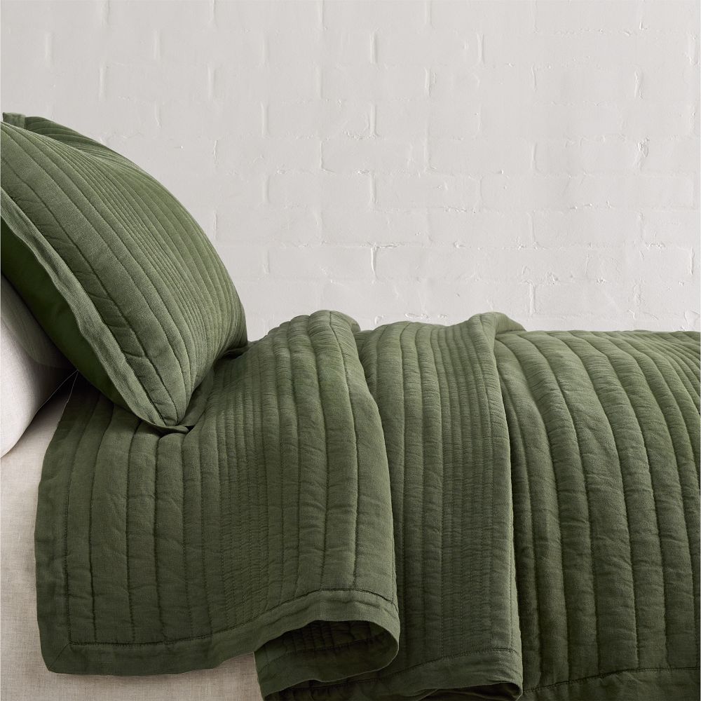 European Flax Linen Linework Quilt & Shams