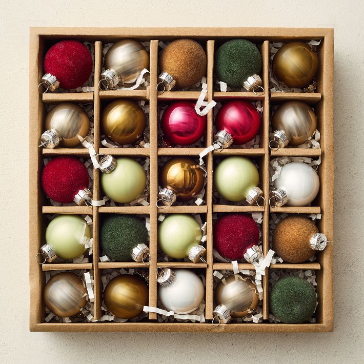 Festive Glass Ball Ornaments (Set of 25)