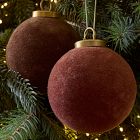 Large Flocked Ball Ornaments (Set of 4) - Warm Tones