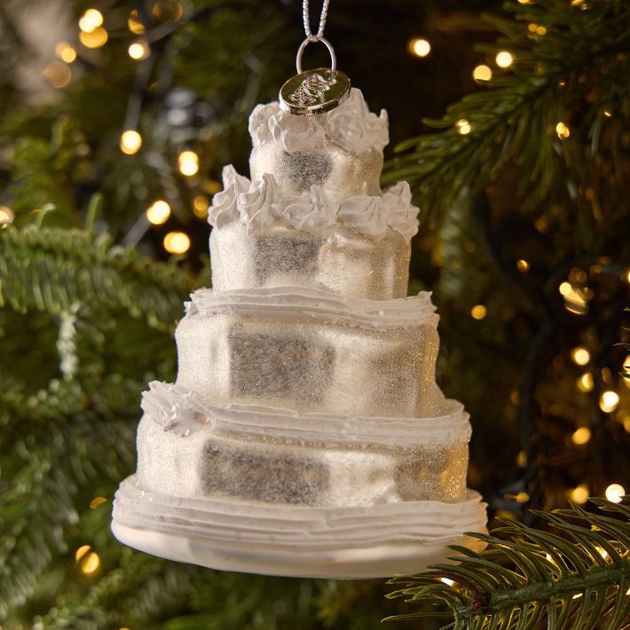 Glass Wedding Cake Ornament