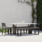 Rockport Outdoor Concrete Aluminum Dining Table (72"), Portside Aluminum Dining Benches &amp; Chairs Set