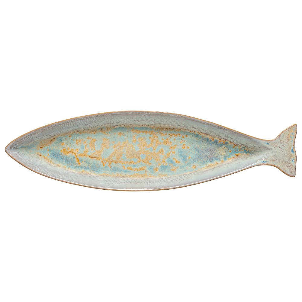 Casafina Dori Fish Stoneware Serving Platters, Light blue, Narrow 18.3