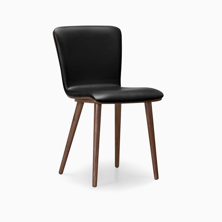 Open Box: Boulder Leather Dining Chair, Black, Set of 2
