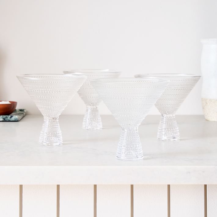 Jupiter Beaded Martini Glasses (Set of 4) - 11.5oz, Clear, Set Of 4