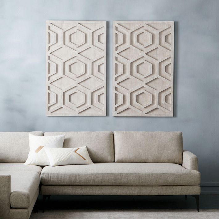 【ウッドアート】米国製★West elm★壁掛け★インテリア★木製★おしゃれ Graphic Wood Hexagon Dimensional Wall Art | West Elm