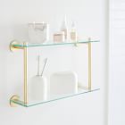 Modern Overhang Double Glass Bathroom Shelf