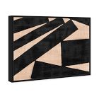 Black Tan Blocks Framed Canvas Wall Art