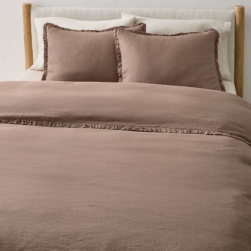 European Flax Linen Ruffle Duvet Cover & 2 King Shams