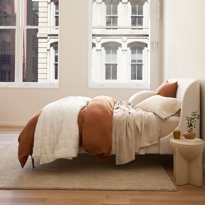 Silky TENCEL™ & Cotton Matelasse Duvet Cover - Queen - Terracotta