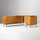 Mid-Century Modular L-Shaped Desk w/ File Cabinet &amp; Bookcase (70&quot;)