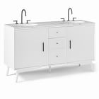 Mid-Century Double Bathroom Vanity (63") - White