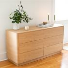 Rina Curved Oak Pedestal 6-Drawer Dresser