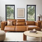 Leo Motion Reclining Leather 3-Piece Reversible Chaise Sectional (125&quot;)
