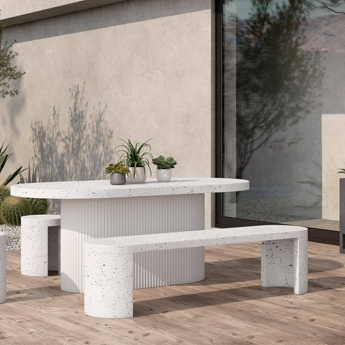 Terrazzo Concrete Outdoor Bench Modern Outdoor Seating West Elm