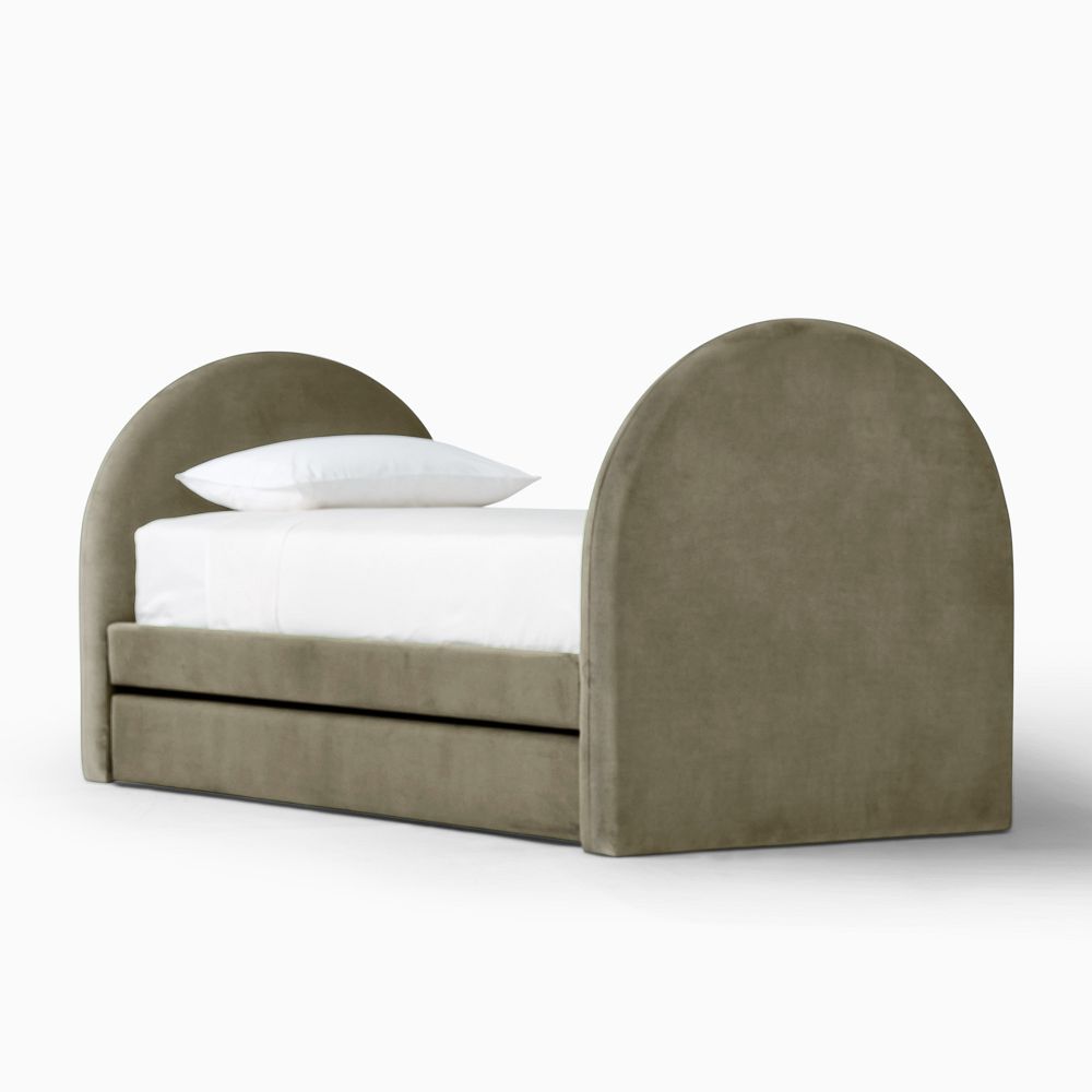 Elora Arched Daybed w/ Trundle - Full, Performance Velvet, Dark Olive