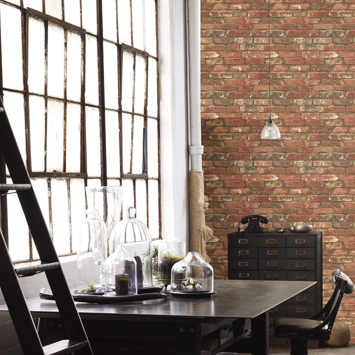 Distressed Red Brick Wallpaper