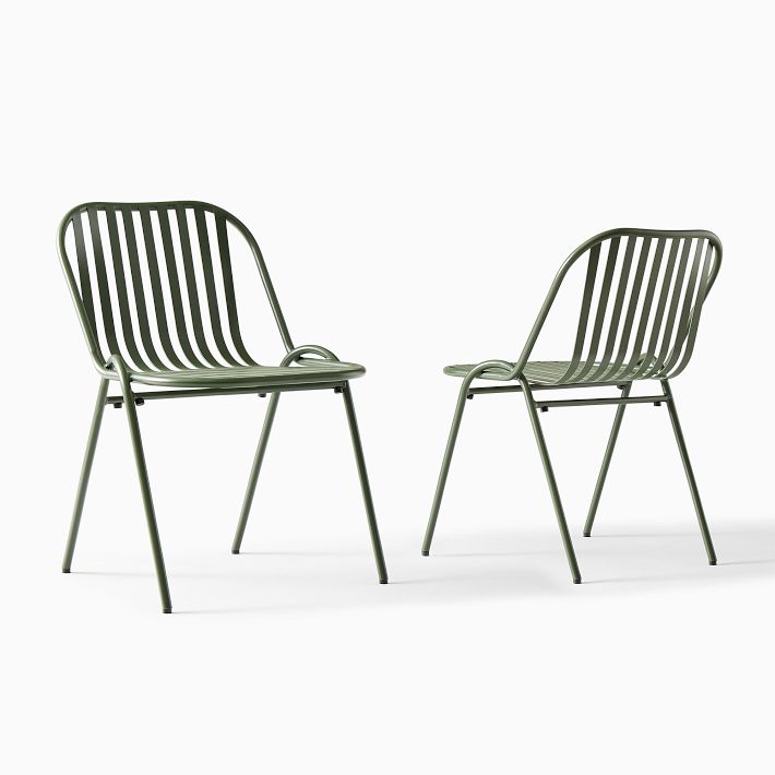 Santa Cruz Outdoor Stacking Dining Chair, Color Green (Set of 2)