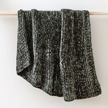 Chunky Luxury Chenille Throw, Dark Moss, 50x60
