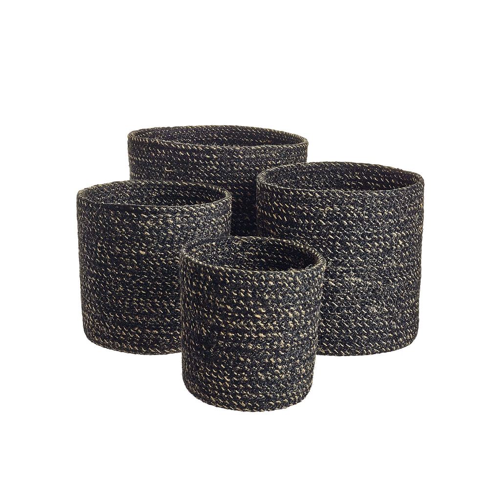 Melia Woven Baskets (Set of 4) - Cachepot Set of 4 Baskets, Black