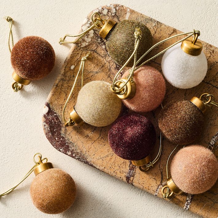Flocked Ball Ornaments (Set of 25) - Cool Tones