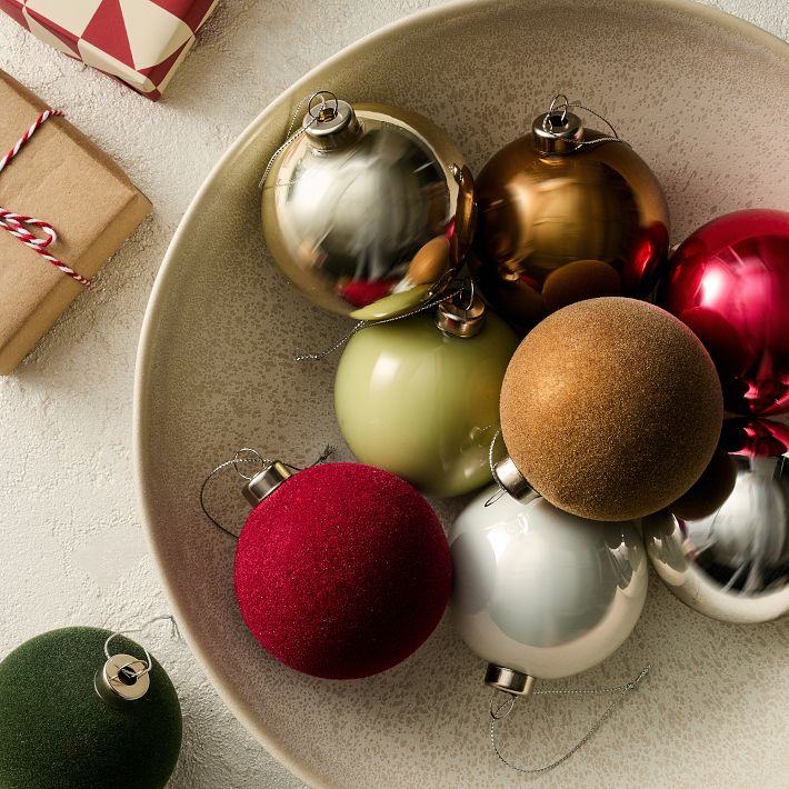 Festive Glass Ball Ornaments (Set of 9)