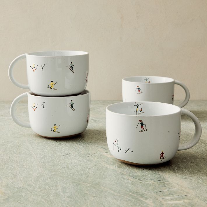 Holiday Skiers Wonderland Oversized Mugs (Set of 4) - Holiday Wonderland, Set of 4