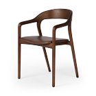 Scooped Ash Wood Leather Dining Armchair