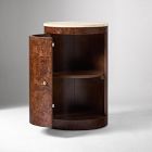 Beaux Travertine & Burl Wood Nightstand (14")