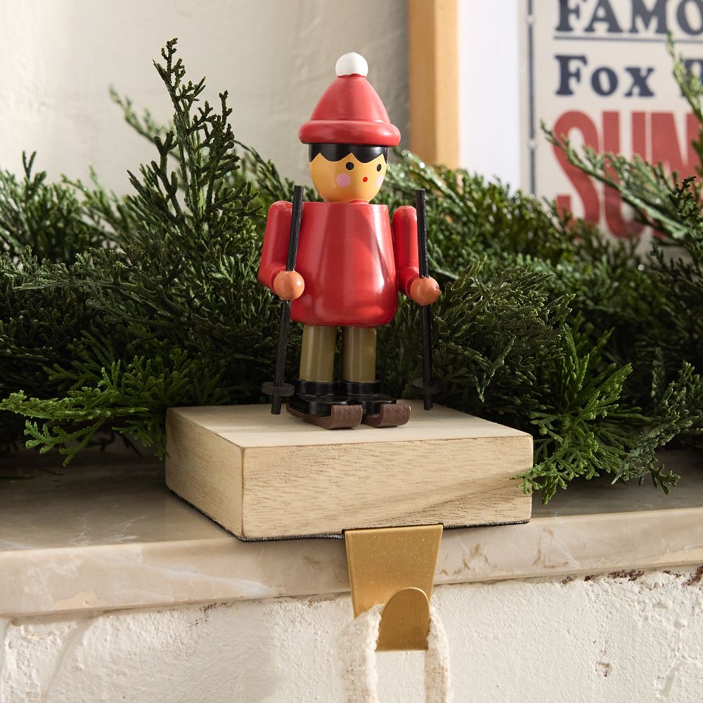 St. Jude Skier Wood Stocking Holder