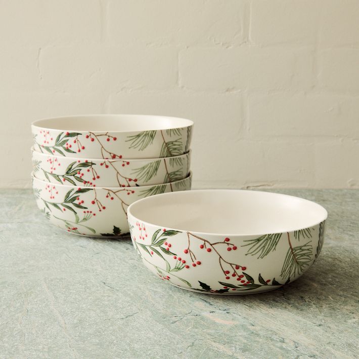 Tannenbaum Winter Berries Stoneware Pasta Bowl Sets