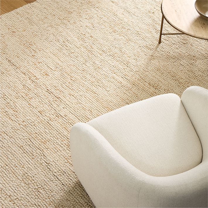 west elm 大判ラグ Mini Pebble Wool Jute Rug | West Elm