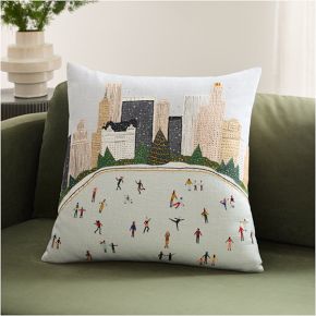 Nicole Cicak Holiday Ice Skaters Pillow Cover | West Elm