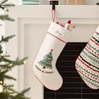 Scandi Embroidered Christmas Tree Stocking