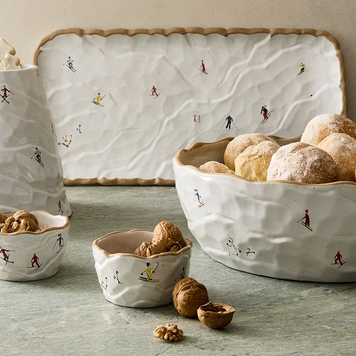 Holiday Skiers Stoneware Mountain Cookie Jar | West Elm