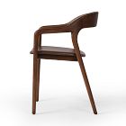 Scooped Ash Wood Leather Dining Armchair